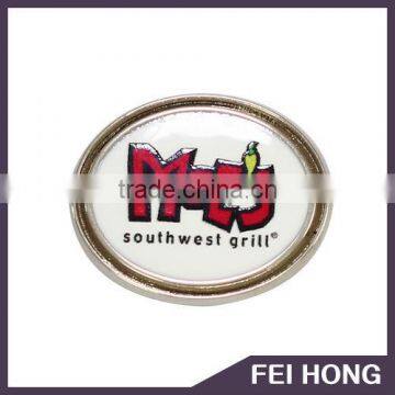 Advertising oval shape printed badges with customized logo/text/photo