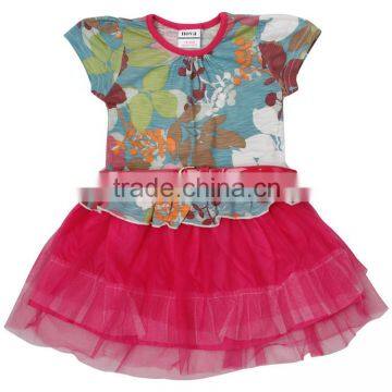 (H4841)children clothing girl print flower dress nova brand kids girl tutu dress baby kids dress children casual clothing