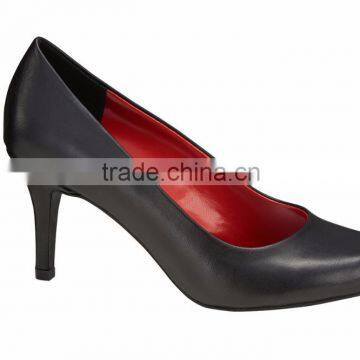 2016 Hot Item High Heel Tiny Square Shape Classic Ladies Breatheable PU Lining Comfortable Black Sheep Skin Pump Shoes