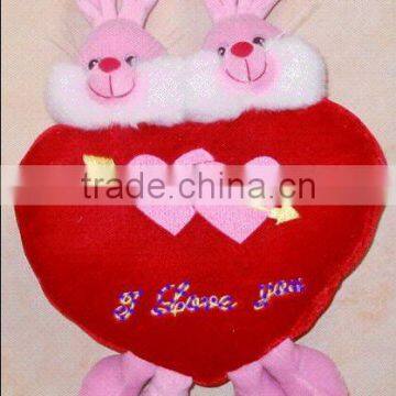 HOT SALE flashing fiber optic plush heart pillow with led