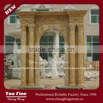 Beige Natural Stone Statue Carving Marble Door Surround For Sale