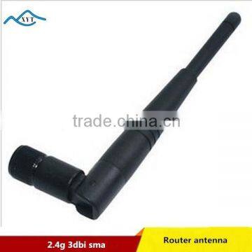 2015 hot sale 2.4ghz 3dbi black rubber duck high dbi wifi router antenna