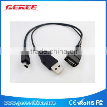 Mini USB 5pin Host OTG Cable with USB power Male Female for cell phone Tablet