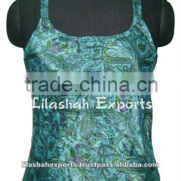 T2246 Vinatge silk saree blouse tank top supplier beach wear tops summer tops halter tops