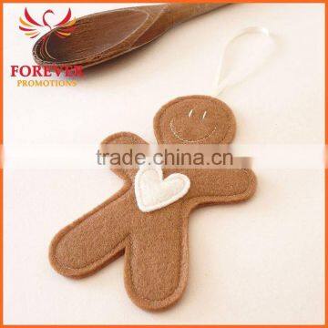 New Design Gingerbread Shape Hanger with Ribbon for Christmas Decoration