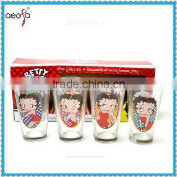 Hot Selling Betty Boop design Glass Cup Set