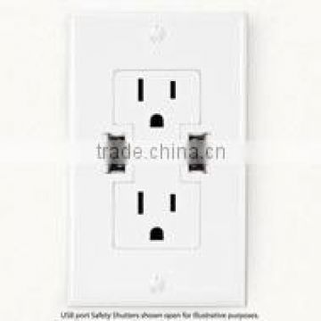 2 outlets surge protected current tap with USB ports 125V 15A