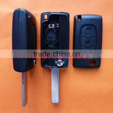 High quality Citroen 407 blade 3 button flip remote key shell with light button