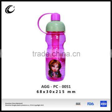 wholesale color printing PP PC 650ml plastic bottle tableware water drinkware plastic bottle with twist top cap