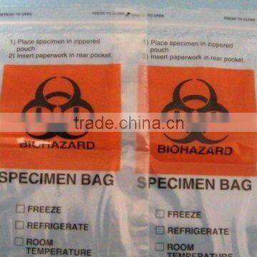 High Quality Plastic Zip Lock Biohazard Specimen Bags