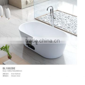 Hot sale flat Spa shell lucite bathtub with mix valve shower