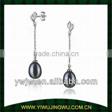 2013 fashion black pearl earring designs for girls(JW-G6061)