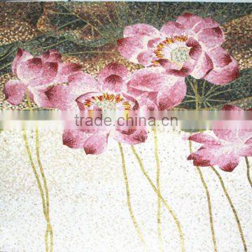 Decorative Lily Flower Glass Tile Mosaic Mural Patterns photo-4