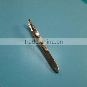 MJ-105 8.9cm carbon steel mirror finished slanted tip steel tweezers