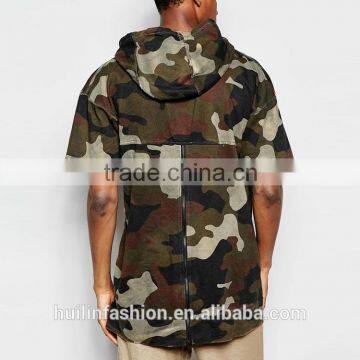 Short Sleeve Custom Hoodies Pouch Pocket Pullover Camo Mens Hoodies Quality Choice photo-2