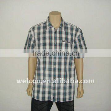 Men's fashion leisure casual 100% cotton short sleeve plaid shirt