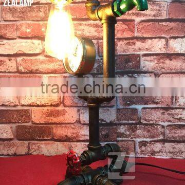 Industrial Style Pipe Lights Steampunk Pipe Table Lamp Edison Lamp With Tap And Clock 1105T-A01 photo-2