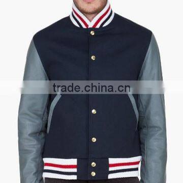 Men's top quality bulk body custom varsity jacket/ Custom Design Blue Yellow Varsity Jacket