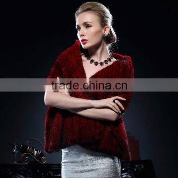 Hot Selling Genuine Dyed Knitted Mink Fur Poncho for Fashion Women with Cheap Price