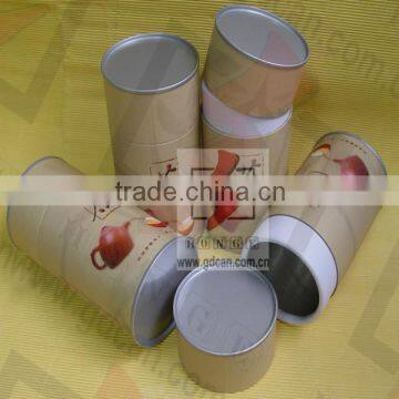 High quality metal lid and bottom tea paper boxes packaging tube