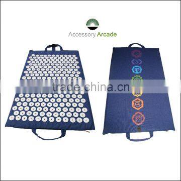 Rounded ABS Plastic nails Acupressure therapy Massage Mat with back side chakra Embroidery.