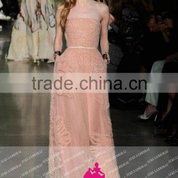 E19 Fashion New Arrival Off The Shoulder Long Pink Prom Dress Tulle Heavy Beaded Prom Gonwns Long Party Dresses