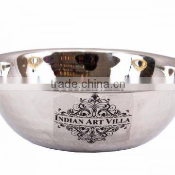 IndianArtVilla Handmade Steel Kadhai Karahi Wok with Brass Handle 500 ML - Serving Indian Food Dal Curry Vegetable Home Hotel