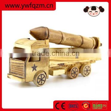 Handmade wooden carved missile car toy