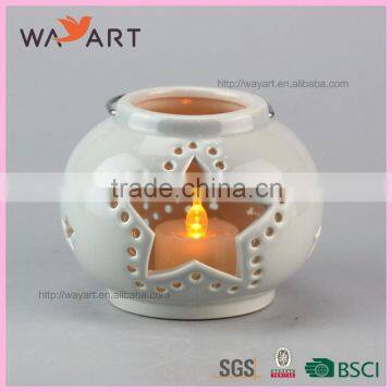 Star Shape Grey Ceramic Vintage Candle Holder