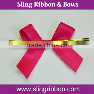 Pre-tied Polyester Satin Ribbon Bow with Wire Twist