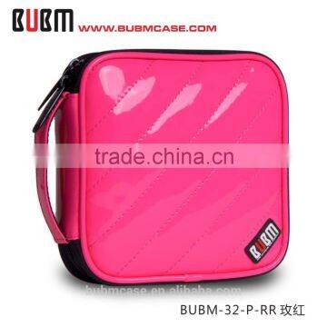 Fashion Rose Red 32 Capacity PU Leather Cover CD Case DVD Case Car Disc Case photo-2