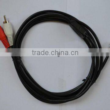 RJ12 6P4C to Red and White RCA Component Audio 7 feet in length for Stereophone Systems