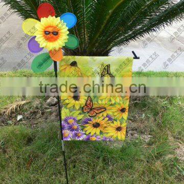 OEM Heat sublimation printing garden flag with windmill