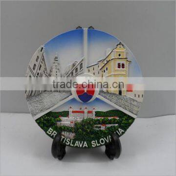 custom Resin Slovenia souvenir plate, wholesale ceramic hang plate