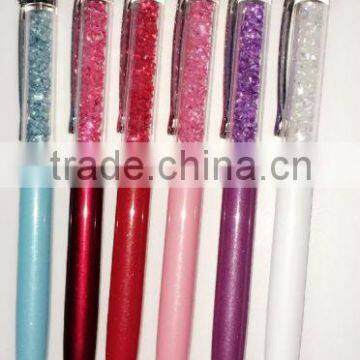 Promotional crystal pen with crystal flower shape pendant promtional gift