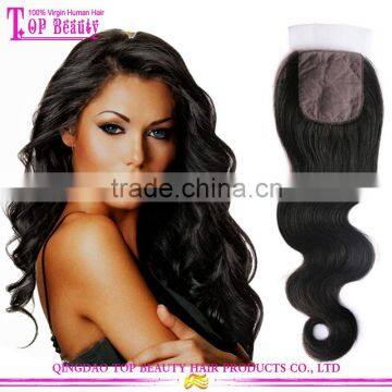 Bleached Knots cheap human hair 3 part silk base lace closure Free Brazilian hair Lace Closure