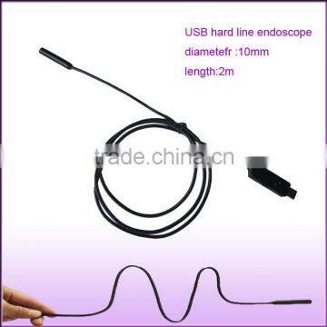 Protable Dia 10mm length 2m hard wire Cable Waterproof 4-led Visual Camera Endoscope