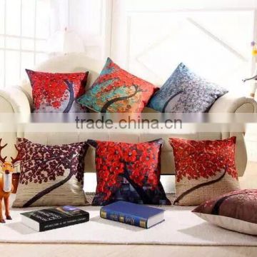 Tree Design Decorative 3D Oil Painting Throw Pillow Case Linen Cotton Cushion Cover