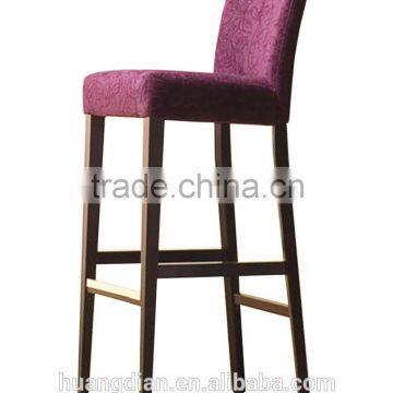 purple fabric cover wooden high bar stool bar chair for hot sale restaurant and bar furniture