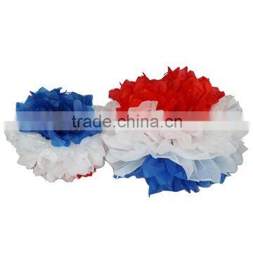 red white blue National Day paper flower balls