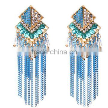 United States exaggerated long tassel earrings emperament socialite luxury fashion diamond earrings