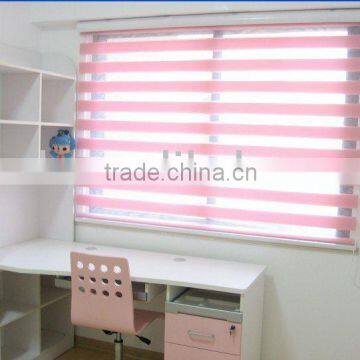 Pink finished zebra roller blinds