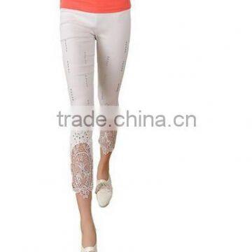 Fashion White Women's Leggings Hot Drilling Women Lace Sexy Leggings