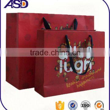 custom made logo printing Kraft paper bag with twist handle clothing bags