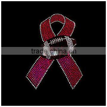 Beautiful Heat Transfer Breast Cancer Ribbon Iron On Rhinestone