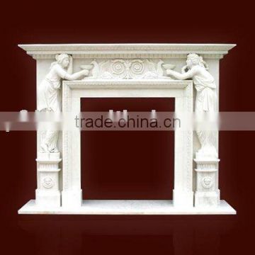 hand carved stone indoor fireplace