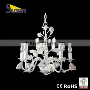 wrought iron frame rose ceramic flower cheap crystal chandelier