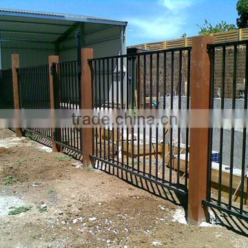 2015 hot sale black/wooden color powder coating aluminum garden fence