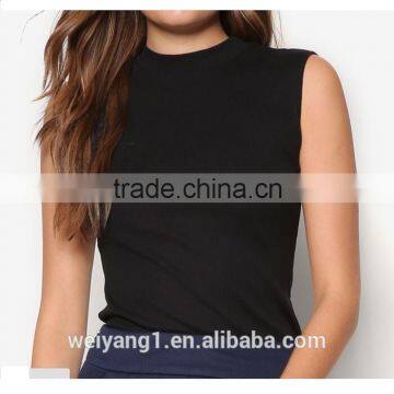 Wholesale High Neck Sleeveless Jersey Women Top