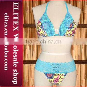 Wholesale Blue Bohemia Lace Sexy Hot Fashion Woman Beachwear Swimwear 2017